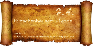 Hirschenhauser Aletta névjegykártya
